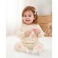 thumbnail image 3 of 2T Baby Girls Clothes 3T Girl 2PCS Fall Winter Outfits Cute Flower Toddler Girls Long Sleeve Sweatshirt Top Pants Clothing Set Apricot, 3 of 6