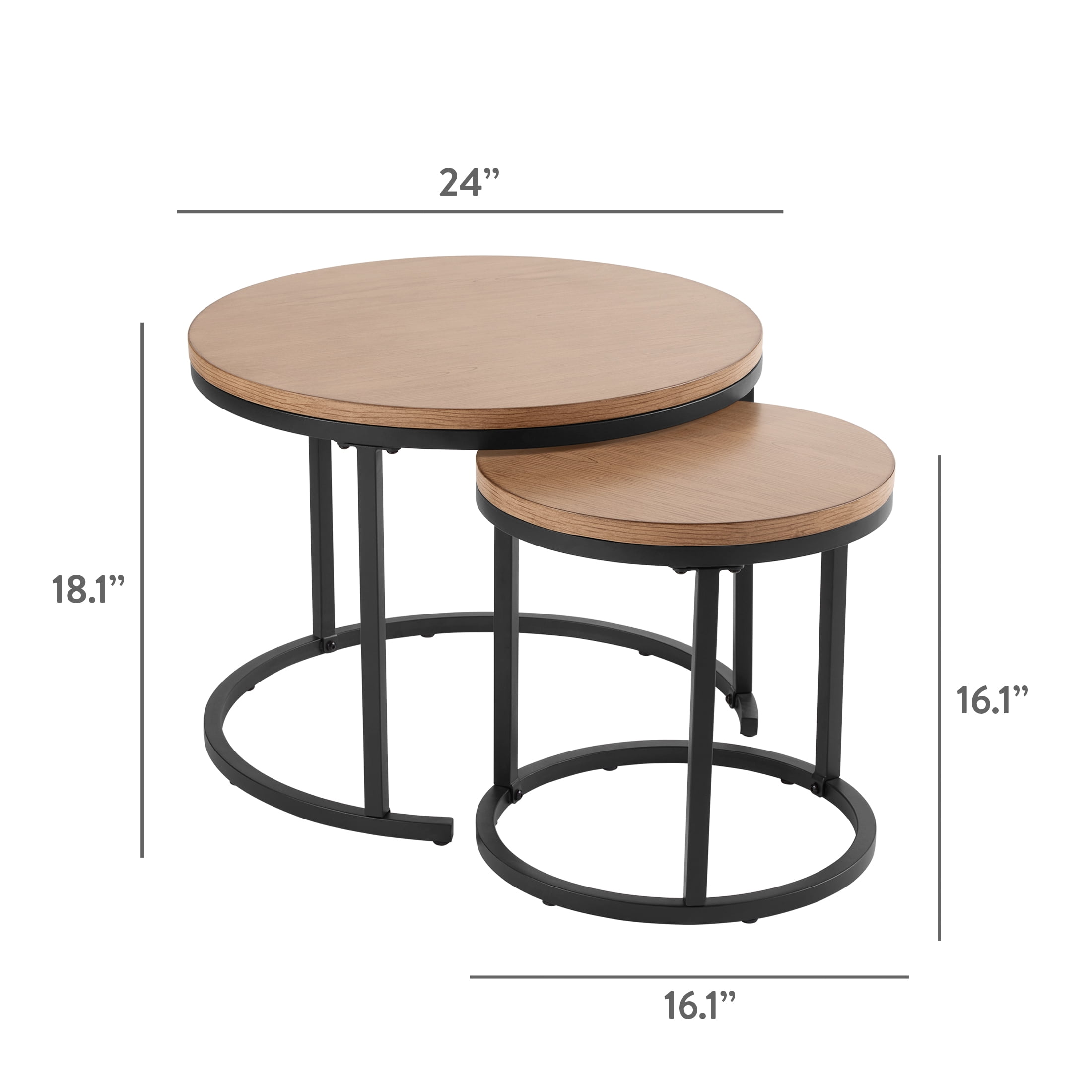 Better Homes & Gardens Marlow Outdoor 2pk Patio Nesting Tables, Black