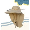 thumbnail image 5 of UPF 50+ Sun Protection Hat for Women's Female Adult UV Solar Protection Wide Brim Outdoor Beach Fishing Bucket Bonnie Cap Visor with Neck Flap Breathable Mesh Lightweight Foldable Windproof A Khaki, 5 of 5