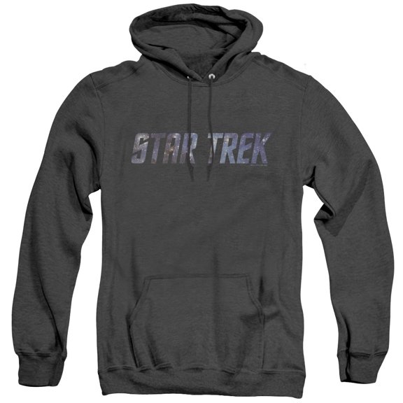 Star Trek Space Logo Adult Heather Hoodie Sweatshirt Black