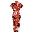 thumbnail image 4 of Gibobby Vestido Causal para Mujer de Verano Vestido de manga corta con cinturón y botones de un solo pecho con estampado floral elegante de verano para mujer(Rojo,CH), 4 of 5