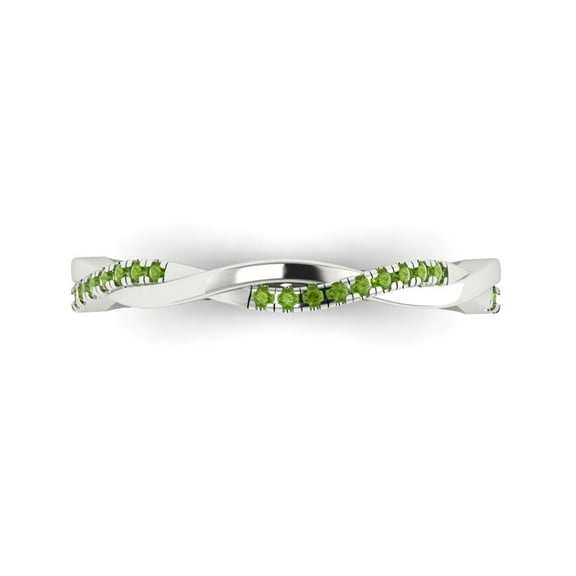 0.16 ctw Wedding Band for Women - 18K White Gold Natural Peridot Stackable Eternity Ring