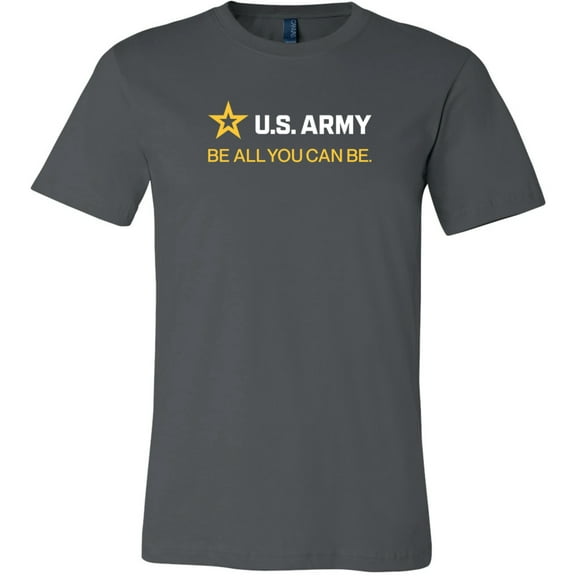 US Army Be All You Can Be White and Gold Strip Soft Premium T-shirt, Large Asphalt