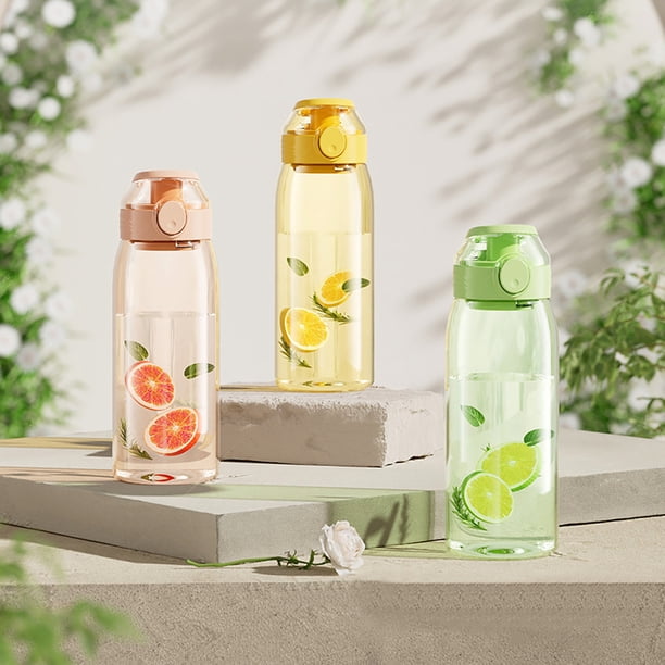 Botella Deportiva de Gran Capacidad de 500 Ml con Pajita y Correa | Plástico Apto para Uso Alimentario | Tapa Hermética con Cierre para Gimnasio, Senderismo, Correr y Oficina | Amarillo, Rosa y Verde