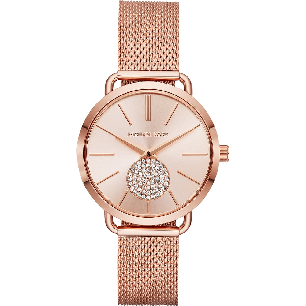 Michael Kors Portia Three-Hand Rose Gold-Tone Ladies Watch - MK3845