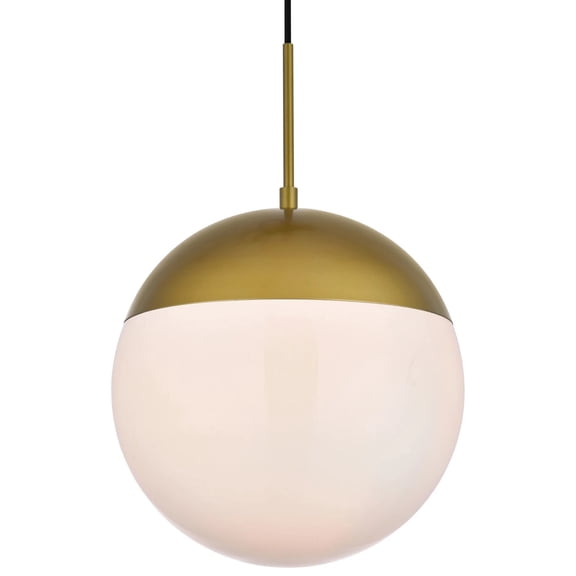 Living District Eclipse 1-Light & Glass Metal Pendant in Brass/White