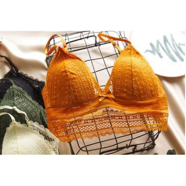 Sujetador de copa triangular ultrafino para mujer, ropa interior inalámbrica, sujetador de encaje sin espalda grande con espalda en forma de U y hombros descubiertos para mujer