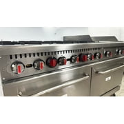 60-Inch Commercial Gas Range with 6 Burners, Flat Griddle, and Double Standard Ovens – Stainless Steel, NSF