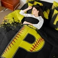thumbnail image 4 of Manfei Children Teens Personalized Initial P Bedding Comforter Set 7-Piece,Graffiti Splash King Bedding Sets,Sport Baseball Ultra Soft Bed Sheets,Super Cozy Room Decor,Reversible, 4 of 8