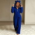 thumbnail image 2 of FAIWAD Women's Fleece Onesies Plush Hooded Jumpsuit with Pockets Soft Warm Full Zip Loungewear, 2 of 7