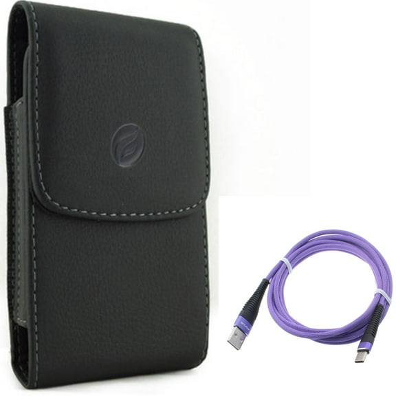 For Galaxy A73 /A23 /A14 /A13 /A03s - 6ft USB Cable w Case Belt Clip, Purple Type-C Charger Cord Power Wire USB-C Long Braided Fast Charge for Samsung Galaxy A73 /A23 /A14 /A13 /A03s