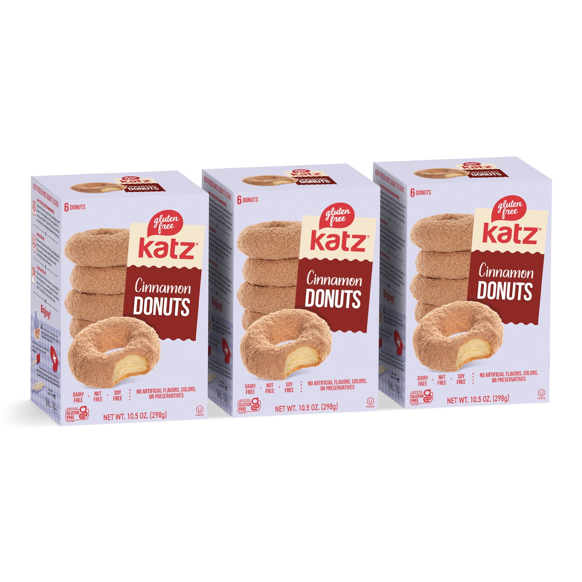 Katz Gluten-Free Cinnamon Donuts |Gluten-Free Dairy Free Nut Free Soy Free Kosher | (3 Pack 10.5 Ounce Each)