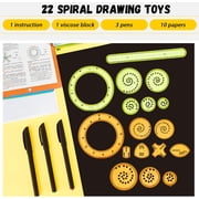 Spiral Art Gear Geometric Ruler Circle Template, for Drawing Plastic Template Ruler Drawing Kit Spiral Curve Stencils with Pens Paper for DIY Art Crafts Sketch