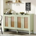 thumbnail image 3 of Tribesigns Rattan Sideboard Buffet Credenza Cabinet, 59" Farmhouse Kitchen Coffee Bar Cabinet with Rattan Doors, Boho Accent Storage Cabinet for Dining Room, Living Room, Kitchen (Mint Green), 3 of 4