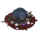 thumbnail image 3 of KAKOWELY Sombrero de bruja de fieltro para fiesta de Halloween, diadema de mago con corona de flores y hongos para niños y adultos, cosplay, festivales, accesorios de disfraz., 3 of 4