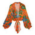 thumbnail image 2 of Jjayotai Women's Tie Front Tops, Long Sleeve Chiffon Blouse, Fashion Spring Summer Outfits 2025, Lightweight Cardigan, Kimono Coverup, 2 of 6