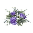 thumbnail image 2 of Valentine's Day Wedding Rose Candle Rings Wreath Artificial Rose Candle Holders Wreath with Leaf Artificial Floral Candleholders Garland for Pillar Centerpiece Party Table Decor, 2 of 7