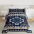 thumbnail image 2 of Feelyou Fashion Aztec Full Size Comforter Sets, Navy Damask Triangle Bedding Sets, 3pcs, 2 of 8