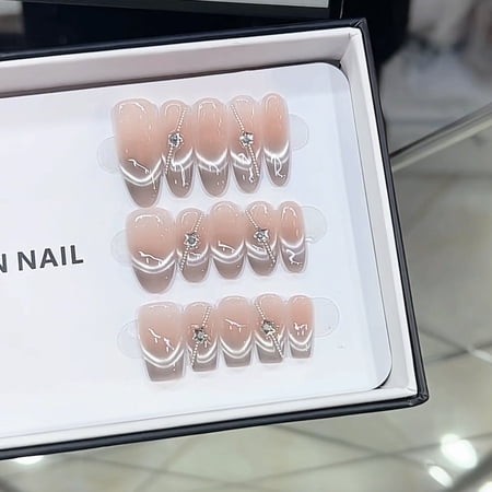 Nai Zi, purely handmade autumn new phototherapy wearing nail star-studded cat eye wholesale nail patch removable