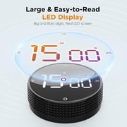 YMWVH Magnetic Pomodoro Kitchen Timer, Countdown Countup with Large LED Display, 3 Preset Times, 3 Adjustable Volume Levels, 1 Pack, Black