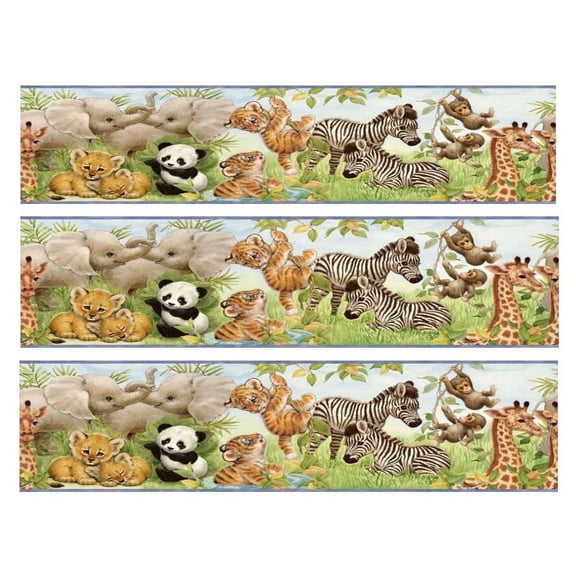 Baby Jungle Animals Edible Frosting Image Strips Cake Decoration