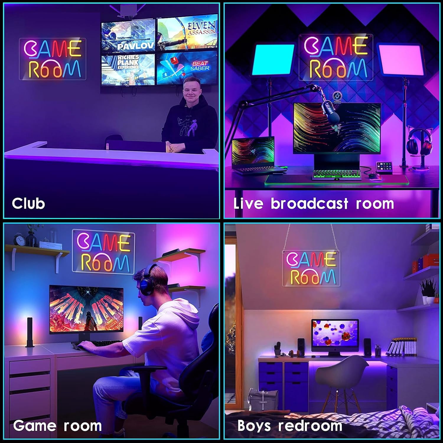 Lapalife Game Room LED Neon Signs for Wall Decor, 15.7"x 9.8" LED Light Sign Dimmable with On/Off Switch USB Powered for Bedroom Gaming Room Party Bar Club Decor