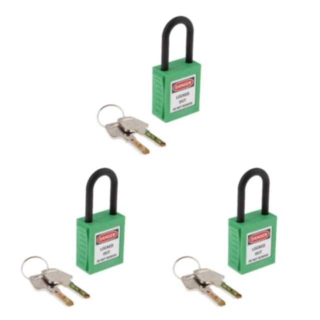 mmirethe Durable 38 mm PVC Curved Safety Lockout Padlock Ensuring Security Green 90x40x19 mm 3Set