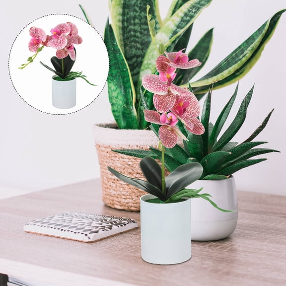 LITINKIMI Realistic Artificial Orchid Bonsai Faux Potted Plant for Home, Office, Desk, Shelf Decoration
