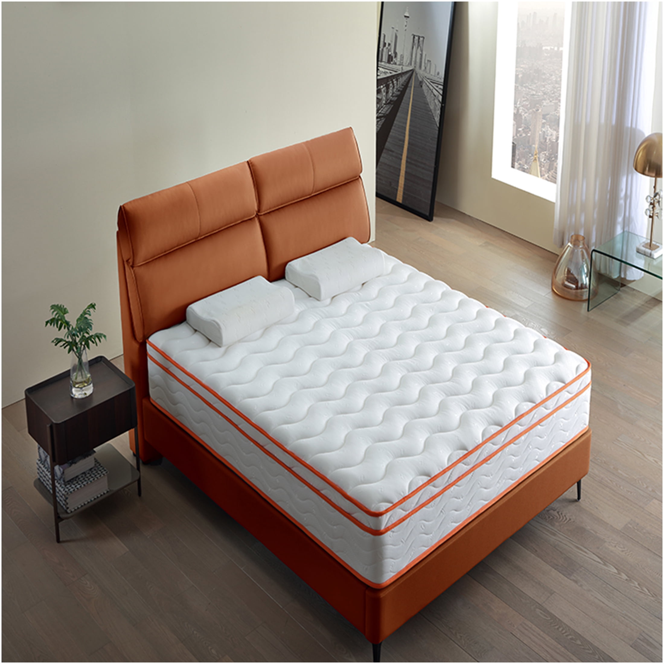 JERFIT 10 Inch King Hybrid Mattress in a Box, Medium Firm Feel, Gel Memory Foam & Pocket Springs for Motion Isolation, Pressure Relief, Fiberglass-Free, CertiPUR-US Certified