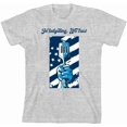 thumbnail image 4 of In Tailgating We Trust American Flag And Spatula Youth Heather Gray Crew Neck Short Sleeve Tee-Small, 4 of 6