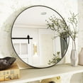 thumbnail image 2 of Mirstory 20.2" Modern Wall Mirror Bathroom Mirror Wall Mounted Round Mirror with Aluminum Alloy Frame, Black, 2 of 7