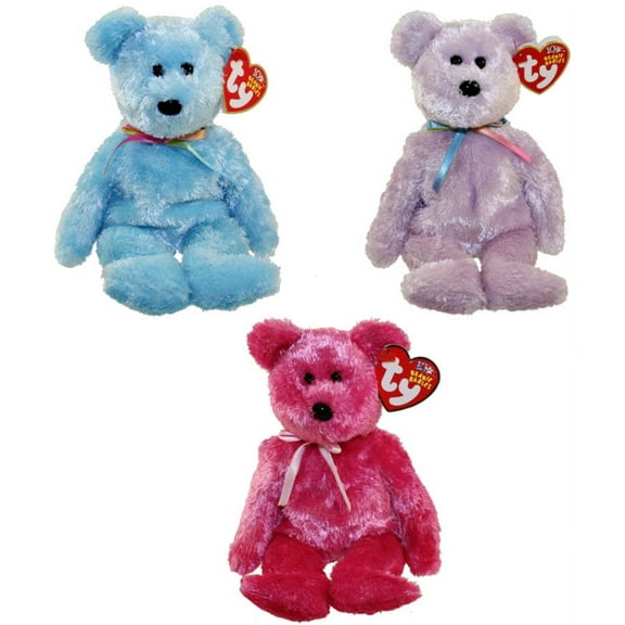 TY Beanie Babies - SHERBET Bears (Set of 3 - Purple, Blue & Raspberry) (8.5 inch)