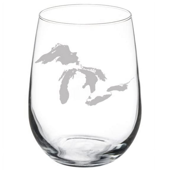 Wine Glass Goblet Great Lakes Michigan (17 oz Stemless)