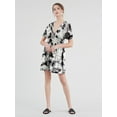 thumbnail image 5 of Made by Johnny Women's Airy Short Sleeve Kimono Style Deep V Neck Tie dye Dress XXL WHITE_BLACK, 5 of 6