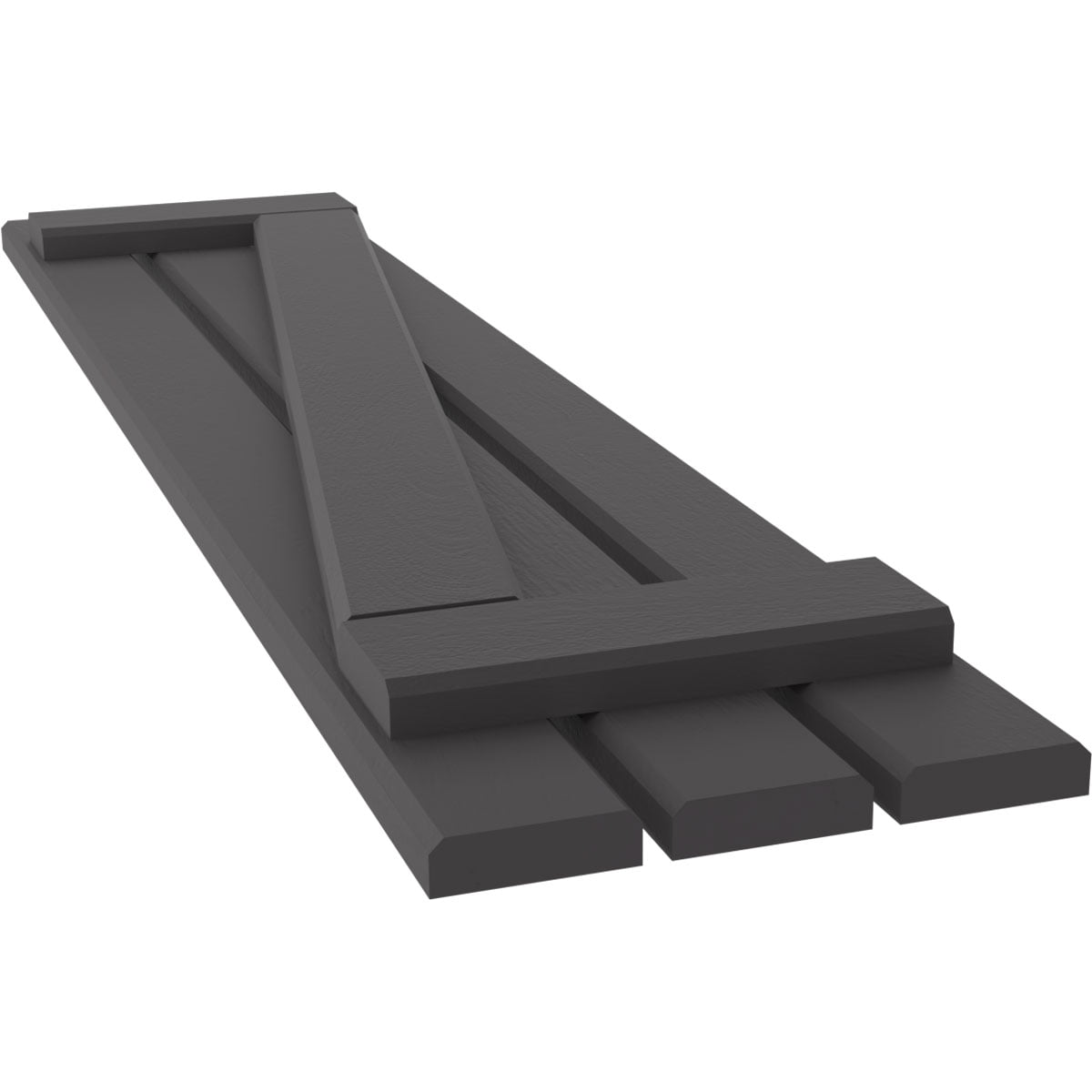 Ekena Millwork 11 1/2"W x 31"H Americraft Three Board (2 Batten) Exterior Real Wood Spaced Board-n-Batten Shutters w/ Z-Bar (Per Pair), Shadow Mountain