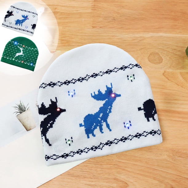 Ganfancp Europea y Americana Popular Fiesta de Navidad Moda Personalidad Tendencia Cálido y Frío a Prueba de Navidad Gorro de Punto con Luces Rebajas Flash Deals 1X Sombrero