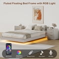 thumbnail image 5 of ASTUVIA 4-Piece Bedroom Set for Adult, Fluted Queen Floating LED Bed Frame with 2 Nightstands and Fluted 6 Drawer Dressers,White, 5 of 10