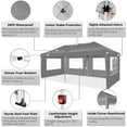thumbnail image 3 of HOTEEL 10x20 Pop up Canopy Tent, Waterproof Commercial Tent with 6 Removable Sidewalls, Outdoor Sun Shelter Gazebo for Parties, Wedding, Camping, Courtyard ,Gray, 3 of 8