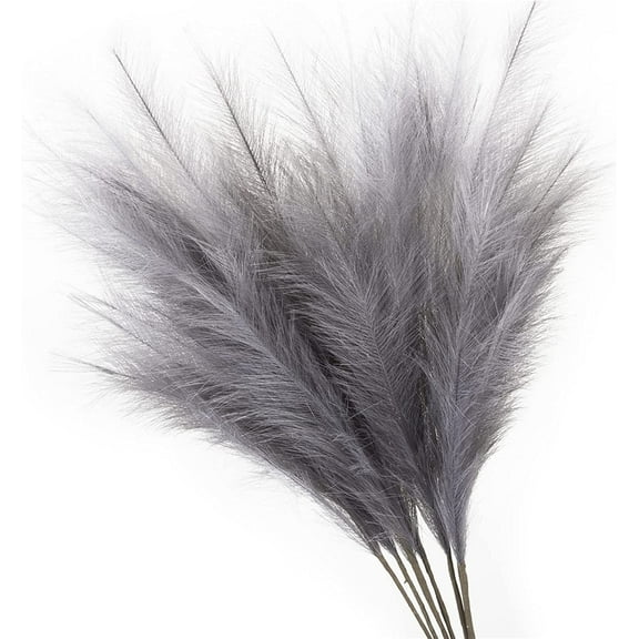 9 PCS Faux Pampas Grass Decor Tall 18"/45CM Artificial Pompous Grass Small Fake Pompas Vase Filler for Home Boho Decor (light gray)