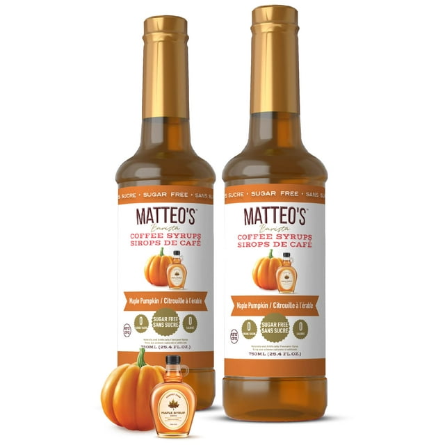 Matteo's Sugar Free Coffee Flavoring Syrup, Maple Pumpkin, Delicious Coffee Syrup, 0 Calories, 0 Sugar, Keto Friendly (750mL, Single Bottle)