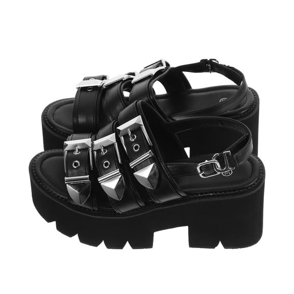 SEWCHICS beach sandals 1 Pair of Simple Black Sandals Microfiber Cool Style Women Summer Wear