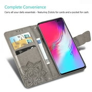 Galaxy S10e Case, Galaxy S10e Wallet Folio Case Magnetic Closure RFID Blocking Card Slots Kickstand Shockproof Case for Samsung Galaxy S10e, Gray