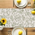 thumbnail image 3 of Farmhouse Sage Green Cotton Linen Table Runner for Dining Kitchen, Vintage Flower Leaf Botanical Wedding Outdoor Party Tablerunners Decoration, Dresser Scarf Coffee Tablecloth Runners 13x120 Inches, 3 of 9