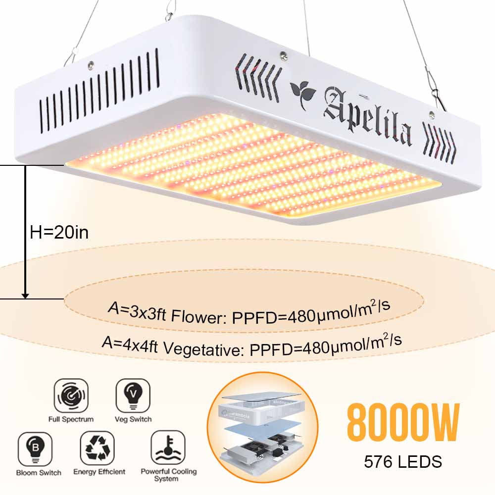 600W Full Spectrum Led Grow Light Kit Lamp for Hydroponics with Veg Bloom Switch 