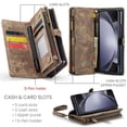 thumbnail image 6 of Fun-Casery for Samsung Galaxy Z Fold 6 Case,Retro Premium Folio Soft Leather Credit Card Slots RFID Blocking Kickstand Rugged Shockproof Protective Case with Strap fr Samsung Galaxy Z Fold 6,Darkbrown, 6 of 7