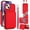 Red, variant on Crossbody Strap Wallet Case for iPhone 14 with Card Holder, Luxury PU Leather RFID Blocking Protective Case with Magnetic Back Flip Kickstand Detachable Wrist Lanyard,Deeppurple