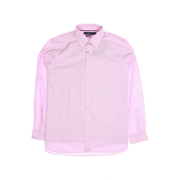 Ralph Lauren Men's Striped Button Down Shirt Sport (XLarge, Pink)