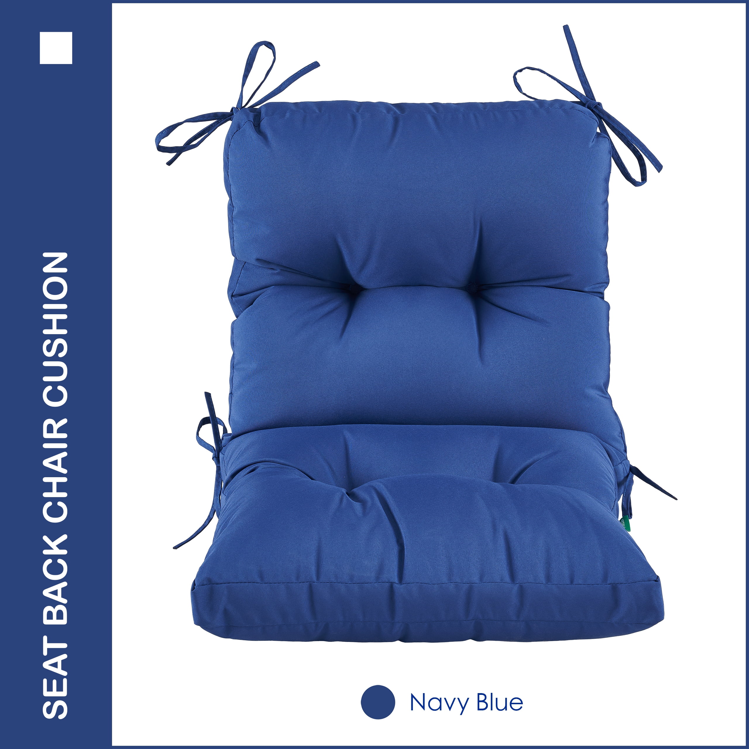 YOOZEKU Outdoor Indoor Seat Back Chair Cushion,Waterproof Tufted Patio Chair Cushion with Ties for Lawn Outdoor Furniture,Adirondack,Rocking Chair, Navy Blue