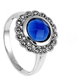 thumbnail image 4 of CHOOSE YOUR COLOR Blue Simulated Sapphire Round Solitaire Flower Ring Sterling Silver Band CZ Female Size 7, 4 of 4