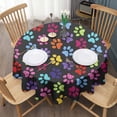 thumbnail image 3 of Colorful Animal Footprints Round Tablecloth 60"x60",Wrinkle Wipeable Table Cloth for Kitchen Dining Room Picnic Patio Party, 3 of 6